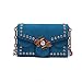 Price comparison product image 2019 New Leather Ladies Shoulder Bag Scrub bee Bag Fashion Rivet Messenger Bag (Lake Blue, 21.5 * 6.5 * 14cm)