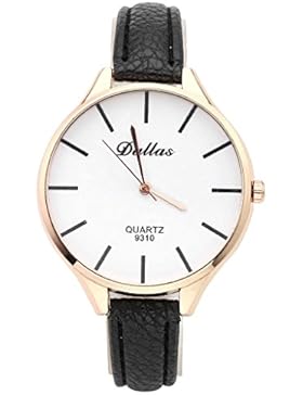 JSDDE Uhren,Elegante Damen-Armbanduhr XS Slim 12mm Lederarmband Damenuhr Einfach Ladies Dress Analog Quarzuhr,...