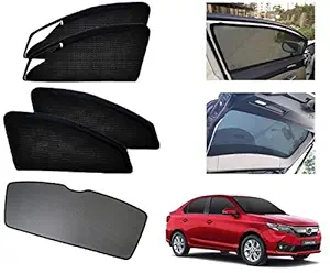 Auto Addict Zipper Magnetic Car Curtain Sunshades with Rear Window (Side Windows,Dicky Window,5 Pcs) for Honda Amaze New 2018