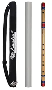 Kanha Flutes A Scale Sharp Base Assam Bamboo Flute Musical Instrument Size 21 Inch Bansuri Right Handed with Flute Cover