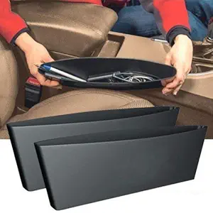 Allure Auto Car Seat Catcher, Internal Storage Organizer for Car Seat Side Gap Pocket Black (2 Pcs) Compatible with Mahindra Thar 2020