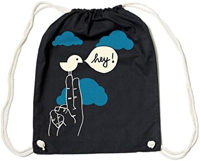 Gym Bag Black 'Birdy "Hey, Streetwear Design Grafiklabel SILBERFISCHER HANDMADE IN BERLIN