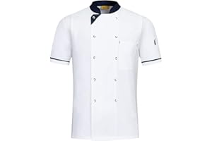 WMOFC Men's Short Sleeve Chef Coat Jacket,Restaurants Kitchens Cake Shops Cafes Fashion Kitchen Uniform Apparels