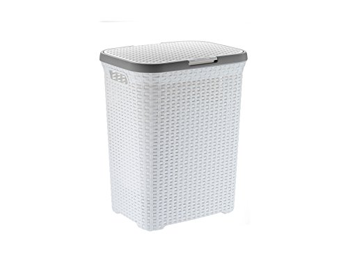 Wäschebox mit Deckel Wäschekorb Kela Rio weiß 23370 Wäschetonne Flecht-Look