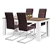 Produktbild agionda® Esstisch + Stuhlset : 1 x Esstisch Toledo 160 x 90 Nussbaum/Weiss + 4 Freischwinger Kunstleder PU braun