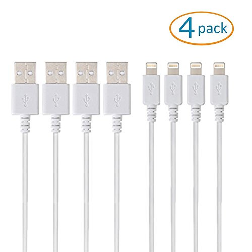 iPhone Charger Lightning Cable [4 Pack], EReach 11â€™â€™ Short Lightning to USB Sync and Charging Cable/Cord for iPhone 7 plus/7/6s plus/6s/6 plus/6/5s/5c/5, iPad Mini, iPad Air, iPod/iPod Touch (White)