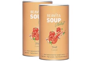 ‎BEAVITA BEAVITA Diet Soup Tomato (2 x 540 g Tin) for 9 Soups for Weight Loss, Nutrient-Rich Meal Replacement Shake, Save Calories & Reduce Weight with a Delicious Instant Soup