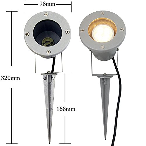 VINGO® 2 Stück LED Gartenstrahler mit Erdspieß für den Außenbereich IP65, Gartenleuchte, Grau (mit Schuko-Stecker, maximal 35 W) - 6