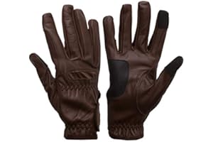 eGlove eQUEST GripPro - Leather Horse Riding Gloves - Hardwearing, Breathable and Grippy Real Leather - Synthetic Lycra comfort fit inserts - Touchscreen Gloves