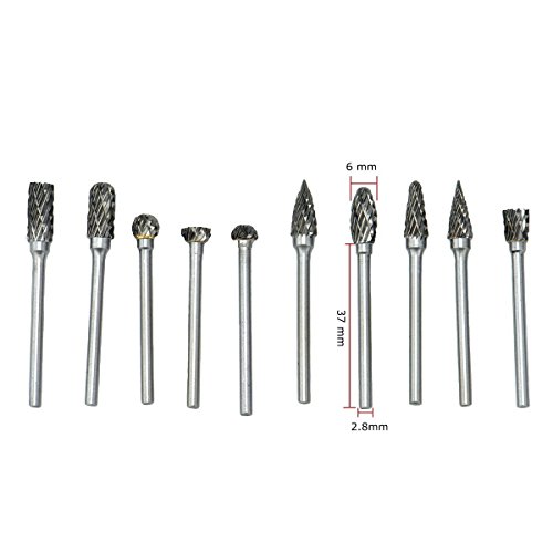 Cozyswan Raspel 10Stk Hartmetall Frässtifte Set Bohrmaschine Schaftfräser Diamantschleifer Rotary Datei Bit Wolfram Stahl - 4