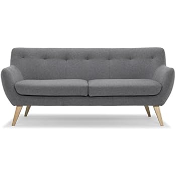 Générique Canapé Scandinave 3 Places Tissu Gris Foncé Larson