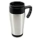 Produktbild com-four® Thermobecher Isolierbecher 400 ml Aluminuim/schwarz mit Griff Travel Mug (1 Stück - 400ml V2)