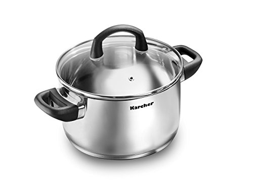 Karcher 125457 Mia cookware set, incl. glass lids, suitable for induction hobs, 5-piece, stainless steel