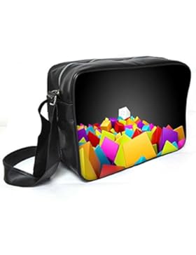 Snoogg Abstrakt Weiß Cube Leder Unisex Messenger Bag für College Schule täglichen Gebrauch Tasche Material PU