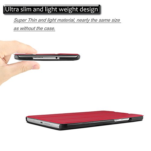 Huawei MediaPad M3 8.4 Hülle, Infiland Ultra Dünn Tri-Fold Smart-Muschel PU Leder Ultra Schlank Superleicht Ständer Smart Shell Cover Schutzhülle Etui Tasche für Huawei MediaPad M3 8.4 Tablet-PC (mit Auto Schlaf / Wach Funktion)(Rot) - 5