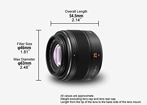 Gran Compra para Panasonic LEICA DG SUMMILUX H-X025 - Objetivo Focal
fija para cámaras de montura M4/3 (Focal 25 mm, F1.4, tamaño filtro 46
mm, lentes asféricas), negro Revisión