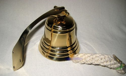 6000g – Große, schwere Schiffsglocke – mit Halterung/Bändsel- Messing - 3