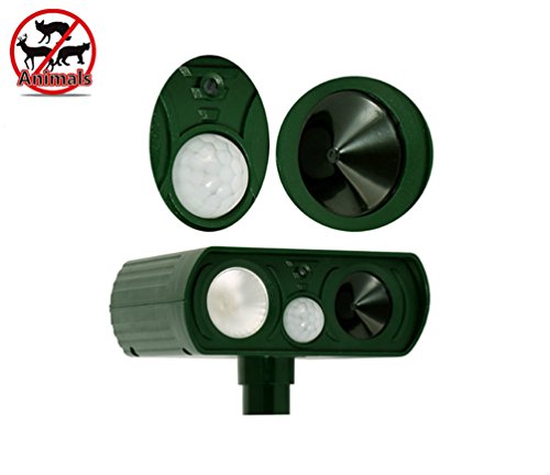Everteco Solar Tiervertreiber Ultraschall Wasserdicht Hundeschreck Katzenschreck Marderschreck, Repeller Outdoor gegen Fuchs Hirsch Nagetier Eichhörnchen Stinktier Chipmunk, Schädlings-Vertreiber mit PIR-Sensor für Hof Garten Farm (1 Stück) - 4