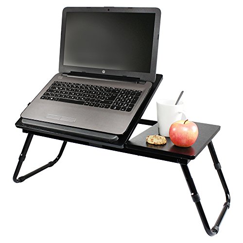COM-FOUR Laptop Bett-Tablett aus schwarzem Holz (60X35X24cm) - 2