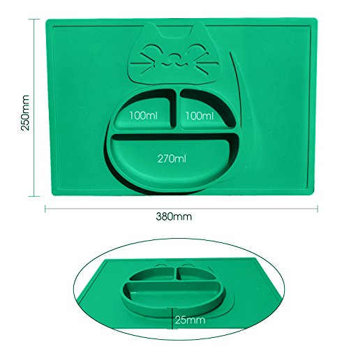 Kindergeschirr von PLAYTEMAT / Plastikteller mit Gratis Kinderlöffel / süßes Platzdeckchen für ihr Klein-Kind oder Baby - 4