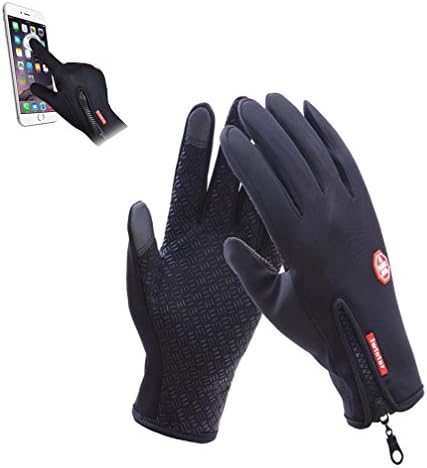 YYAANNGG,Touch Screen Gloves Winter Outdoor Couple Gloves Sports Full Finger Touch Screen Warmer Non-slip Gloves Waterproof Gloves Men &amp; Wind Windshield Zipper Sports Winter Warm Fleece Mountaineering (Black, L)