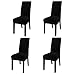Produktbild Cusfull 4X Stuhlhussen Samt Plüsch Elastische Stretch Husse Kurz Stuhlbezug für Esszimmer Hochzeit Küche Haus Dekoration (schwarz)