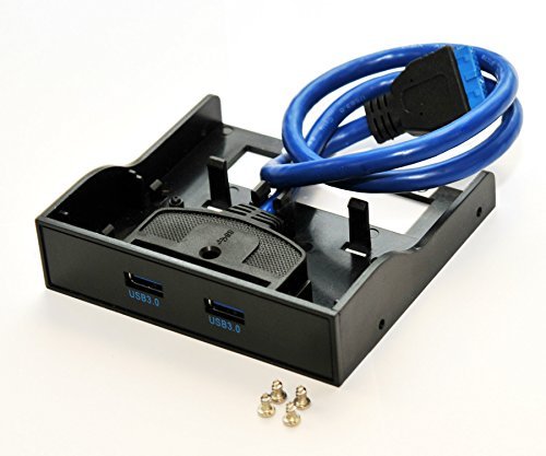 RHOMBUTECH® - USB 3.0 Front Panel SuperSpeed für 3,5"-Laufwerke, bis zu 5Gb/s, PC und MAC, schwarz, USB 2.0 und USB 1.1 abwärtskompatibel