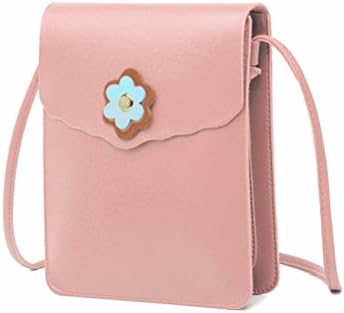 VerriyaMini PU Leather Crossbody Bag, Veriya Keys Phones Cash Coins Holder Shoulder Bag Cross Over Body Messenger Bags Pouches Handbag for Girls Kids Women Ladies Travelling Shopping Walking (Pink-3 Layers)