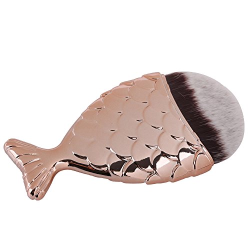 NEEDOON Meerjungfrau Fish Make Up Brush Pinsel Beruf Foundation Powder Blending Blush Rund Bürste Kosmetik Schönheit Tools,Kaffee - 3