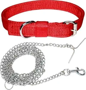 Unicorn Popular Dog Belt Combo Collar + Chain Lease for Small Dogs and Puppies Dog Collar & Leash (Small, RED)