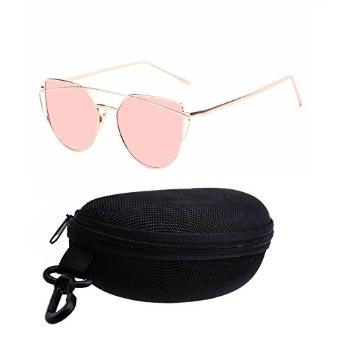 Katzenaugen Sonnenbrille für Frauen, Pawaca Gespiegelte Flache Linsen Straße Moderne Art und Weisemetallrahmen Sonnenbrille UV400 - 8