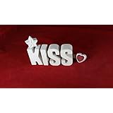 Beton, Steinguss Buchstaben 3 D Deko Schriftzug Namen KISS als Geschenk verpackt!