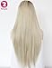 Produktbild RZWD Women's Blonde Ombre Side Part Synthetic Lace Front Wigs Straight Hair Brown Roots Heat Safe Half Hand Tied 22 inches