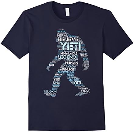 Yeti Shirt: Funny Word Cloud Art Snowman Bigfoot Sasquatch Male XL Navy