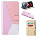 Produktbild Handytasche Kompatible für Samsung Galaxy A50s A30s A50 Hülle PU Leder Tasche Handyhülle Spleißen Muster Flip Case Cover Schutzhülle Skin Ständer Klapphülle Schale Bumper Auto Magnet Clip Deckel Rosa