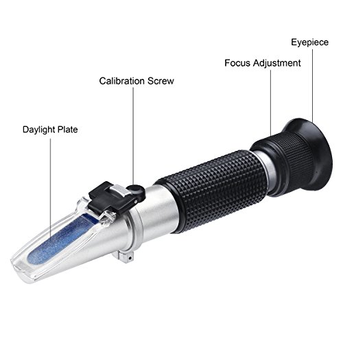 Refraktometer, risepro® hausgebrautem Bier Alkohol Hydrometer Dual-Skala Brix 0 ~ 32% Würze SG 1,000 ~ 1,120 spezifische erdanziehungskraft Zucker Wein Bier Juice Fruit Gras (Aluminium) - 4