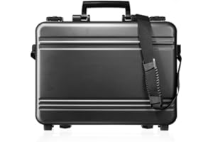 GUARDIQUE Aluminium Aktentasche, CW-025, mit Deckeleinsatz, Attachékoffer, Aktenkoffer aus Aluminium, Alu-Koffer, Demonstrationskoffer, Schutzkoffer, Anthrazit, TSA-Schloss, 39,2 × 28,2 × 10,5 cm