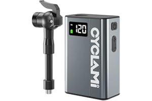 CYCLAMI Pompe a Velo Electrique Mini Pompe Portable avec Manomètre Numérique Max 120 PSI arrêt Automatique Compatible Valve Schrader et Presta pour Vélos de Route VTT Ville et Électriques