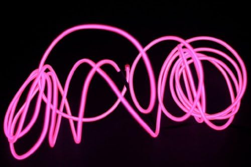 9ft Neon Light El Wire Glowing Strobing Electroluminescent Wire (El Wire White) Battery Pack for Parties,with Battery Box Kit (Pink)