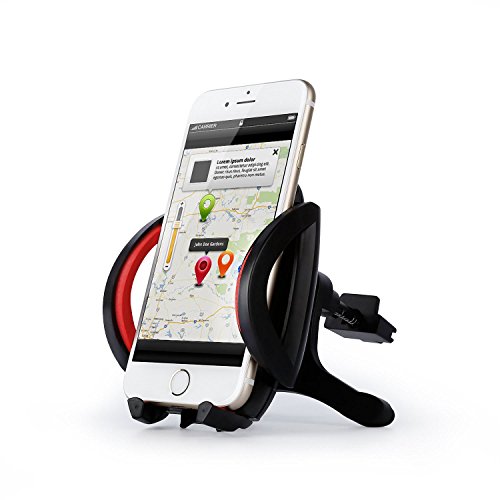 iVoler Support Auto Smartphone in metallo per il fessura di ventilazione con per agganciare, Porta Cellulare Supporto Auto Universale Air Vent Rotazione a 360Â° per iPhone X / 8 / 8 Plus / 7 / 7 Plus / 6(s) / 6(s) Plus / SE / 5s / 5, Samsung Galaxy S9 / S9+ / S8 / S8+ / S7 / S7 Edge / S6 / S5 / J5 / A5, Asus Zenfone 3 / 4, Huawei, Google Nexus, LG, Nokia, Blackberry, Xiaomi, Lenovo, HTC, ecc. (Nero/rosso)