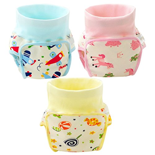 Happy Cherry 3 Pack Baby Girl Printing Cotton High Waist Belly Portector Leakproof Knickers Nappy Cover Random Color Size S