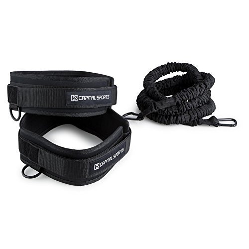 CAPITAL SPORTS Prohip Juego de entrenamiento de resistencia (3 piezas, cinturón multifunción, giro 360°, goma elástica, ejercicios salto, aceleración y balance) - negro