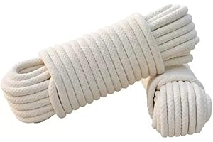 DERDOUT Natural Cotton Clothesline Pulley, Snag & Tear Resistant, 30m X 5.5mm, Soft Braided 190kgs Pulling Force Rope