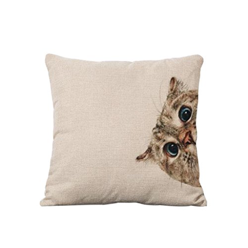 45 * 45cm Cartoonkatze Baumwollleinen Kissenbezug Kopfkissenbezug Bettsofa Dekor