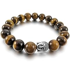 Flongo Energie-Armband – 8 Mm Legierung Mit Howlite & Türkis, Löwenkopf-Mala Perlen, Elastisch Für Herren & Damen