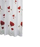 Ridder 47800-350 Duschvorhang Textil ca. 180 x 200 cm, Mohn inklusive Ringe