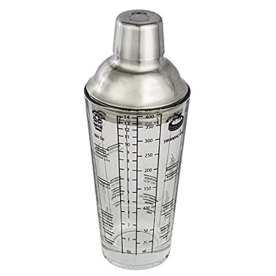 Xavax Shaker à Cocktail en verre avec embout en acier inoxydable (400 ml, doseur 4 cl dans le couvercle, filtre, avec recettes)