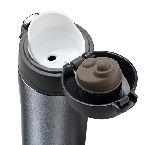 LifeSky Insulated Travel Kaffeetasse, Edelstahl (16 oz), BPA-frei – Deckelverschluss verhindert Leckagen und Verschüttungen(dunkelgrau) - 5
