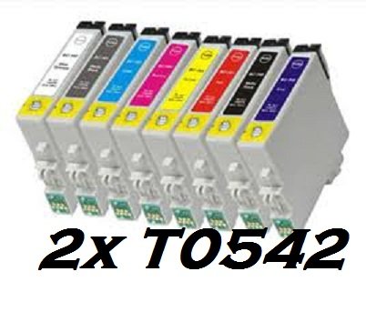 2X T0542 CYAN Kompatible Tintenpatrone für Epson Stylus Photo R800 & R1800 . 18.2ml jedem. Ersetzt Epson Tintenpatronen Frosch