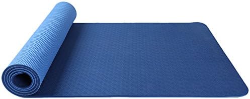 Puluo Pilates Mat, 6mm Thick SGS Certified TPE Eco Friendly Yoga Mat with Free Carry Strap Padding to Avoid Sore Knees Floor Mat for Fitness Workout Camping 181cm*61cm, 72"*24" Dark Blue + Blue